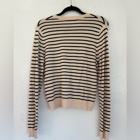 ZARA Cream & Black Striped Button Front Cardigan Sweater Size Small NWOT - Picture 5 of 7